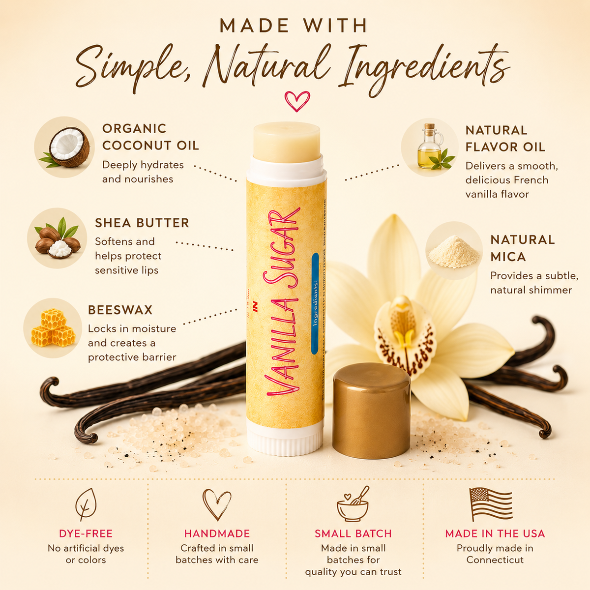 All Natural Vanilla Sugar Lip Balm – 12 Pack