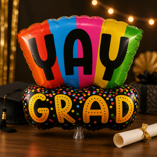 31" YAY Grad Rainbow Mylar Balloon