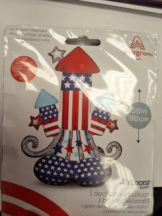 38" Patriotic Air Filled Rocket AirLoon