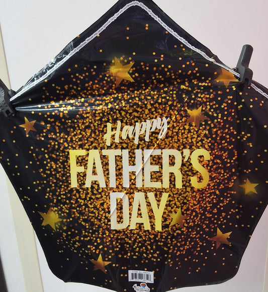 19" Gold and Black Star Shaped Happy Father's Day Mylar Balloon