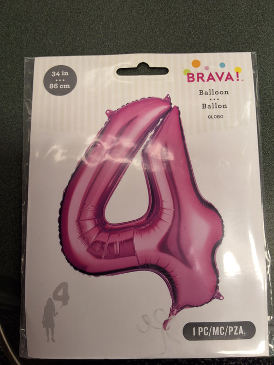 Brava 34in Bright Pink #4 Mylar Balloon