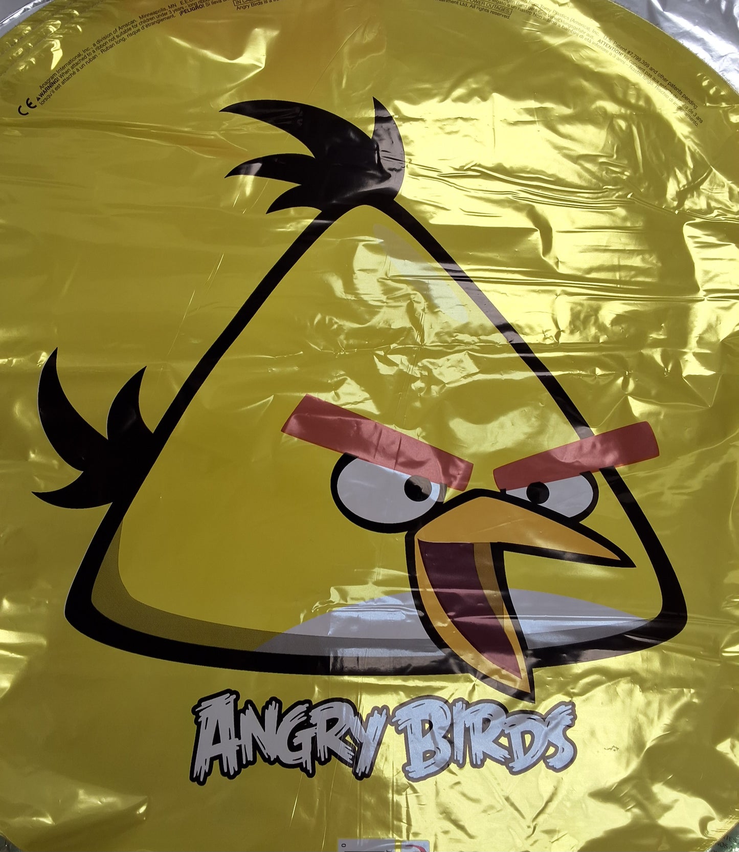 18in Yellow Angry Bird Mylar Balloon