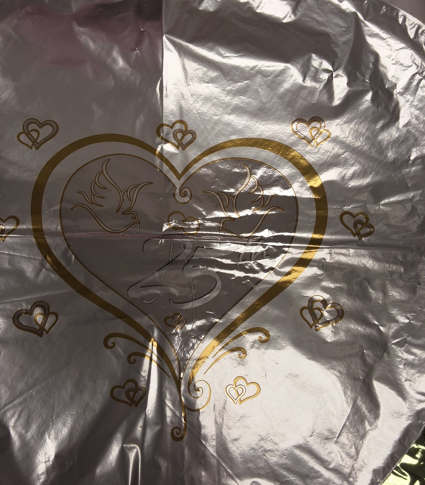 18" Silver 25th Anniversary Heart Mylar Balloon