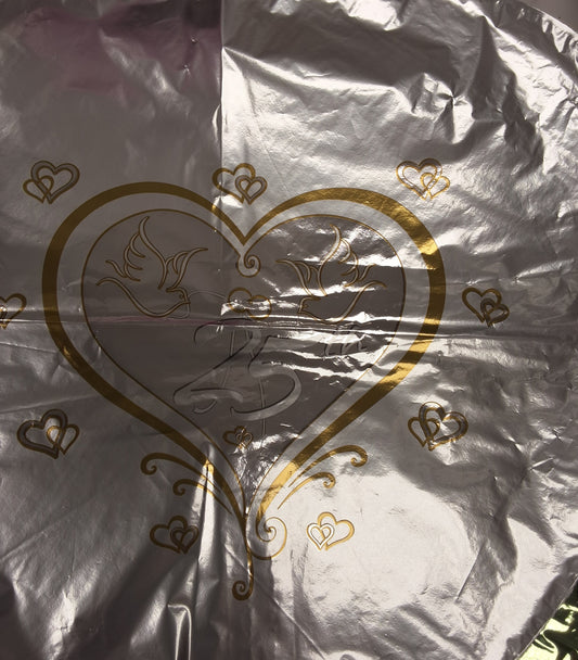 18" Silver 25th Anniversary Heart Mylar Balloon