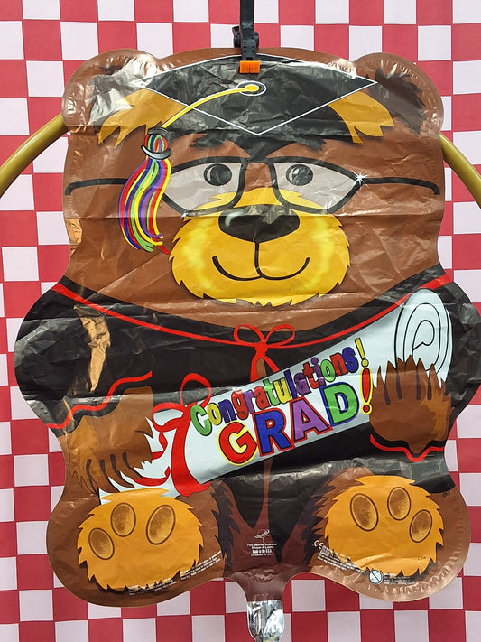 Grad Bear congrats grad, mylar balloon