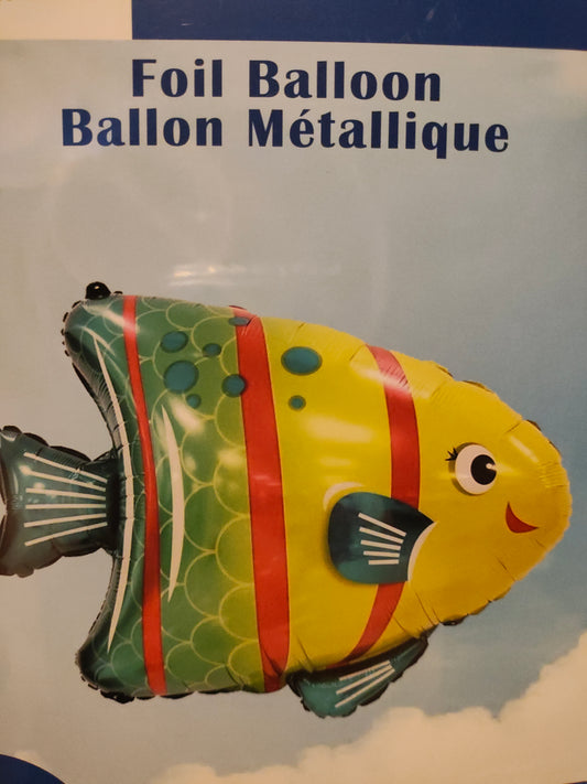 23in Green & Yellow Fish Mylar Balloon