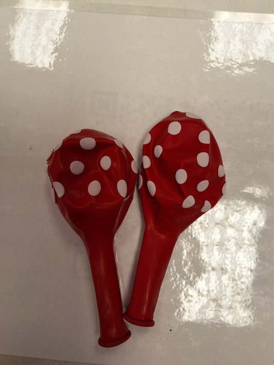 12in Red and White Polka Dot Latex