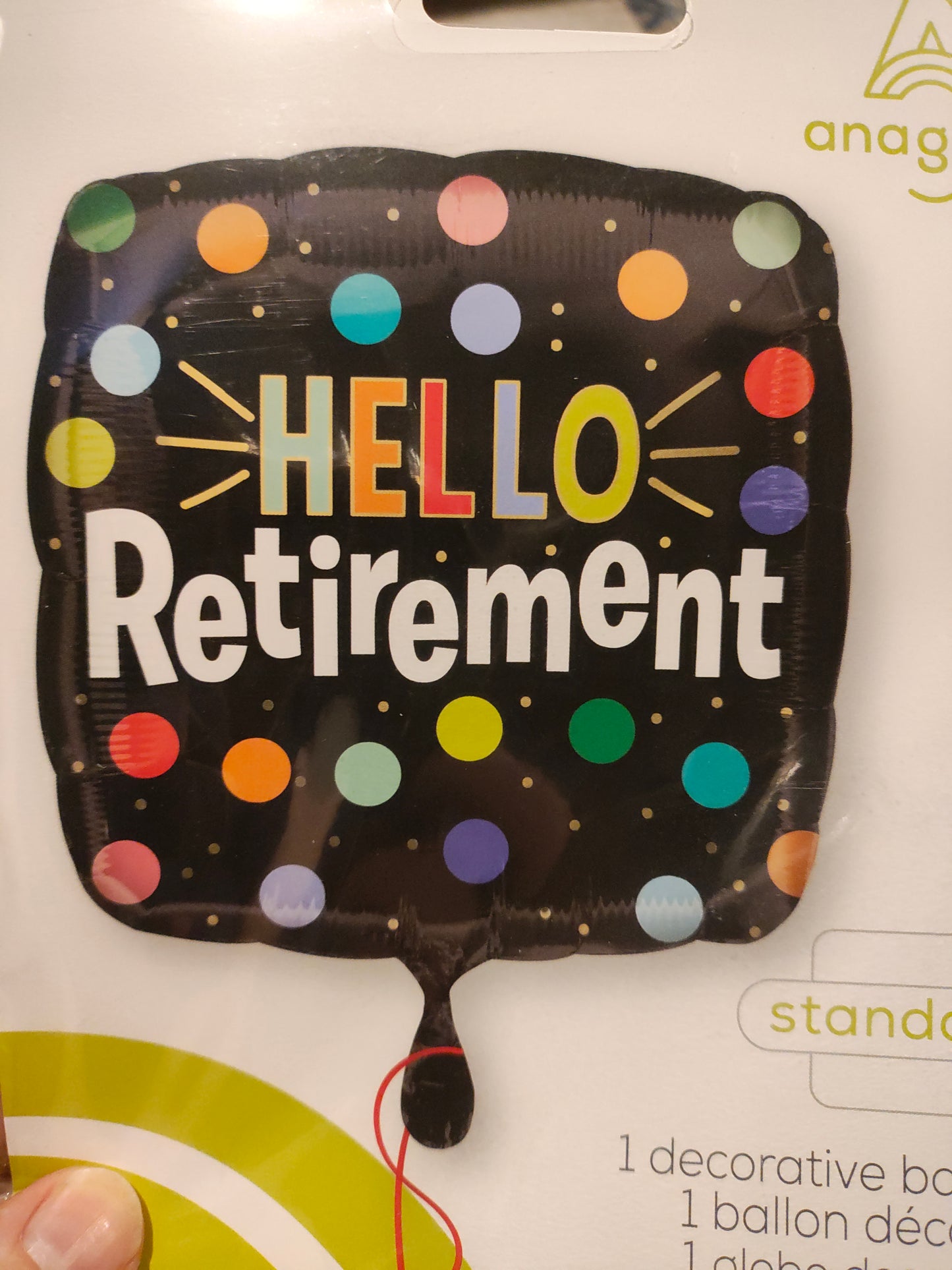 18in Hello Retirement Mylar Balloon