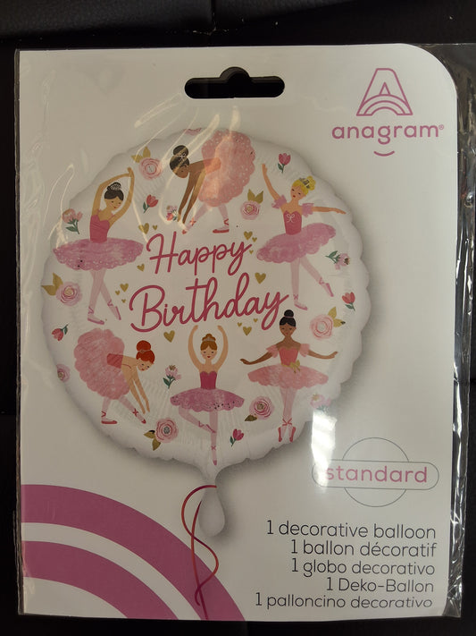18in Ballerina Happy Birthday Mylar Balloon
