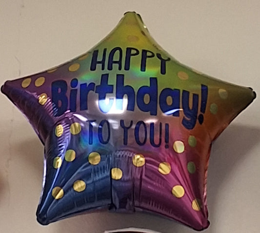 18in Happy Birthday Mutli Colored Star Mylar Balloon