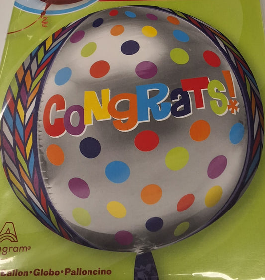Silver, Polka Dot Congrats Orbz