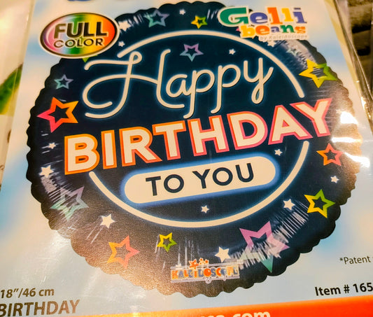 18in Happy Birthday Rainbow Stars Mylar Balloon