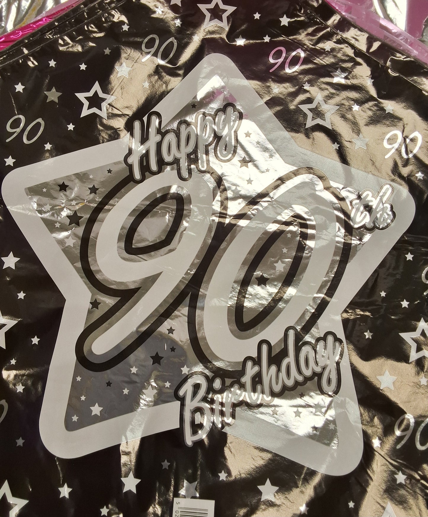18" Black 90th Star Mylar Balloon