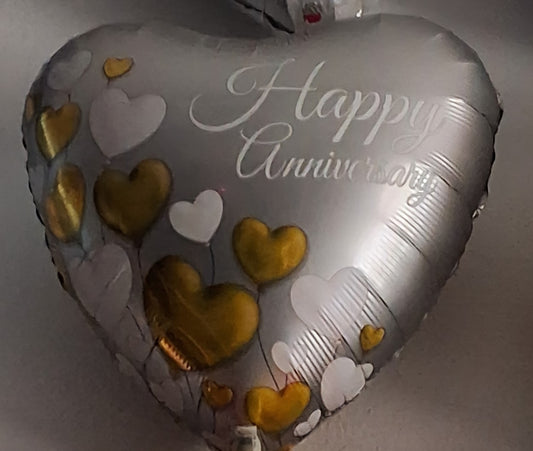 18in Gold & White Hearts Congrats Mylar Balloon