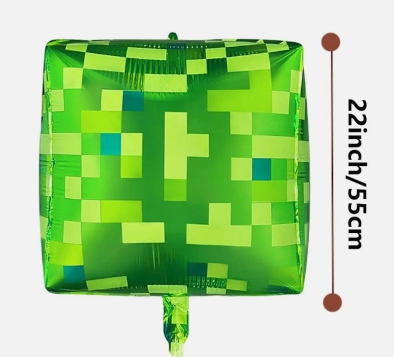 Minecraft Cubez Mylar Balloon (Dark & Light Green Pixels)