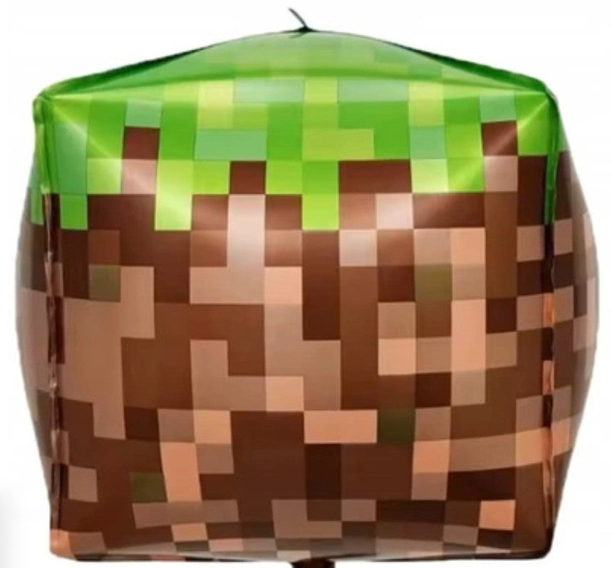 MInecraft Cubez Mylar Balloon (Brown and Green Pixels)