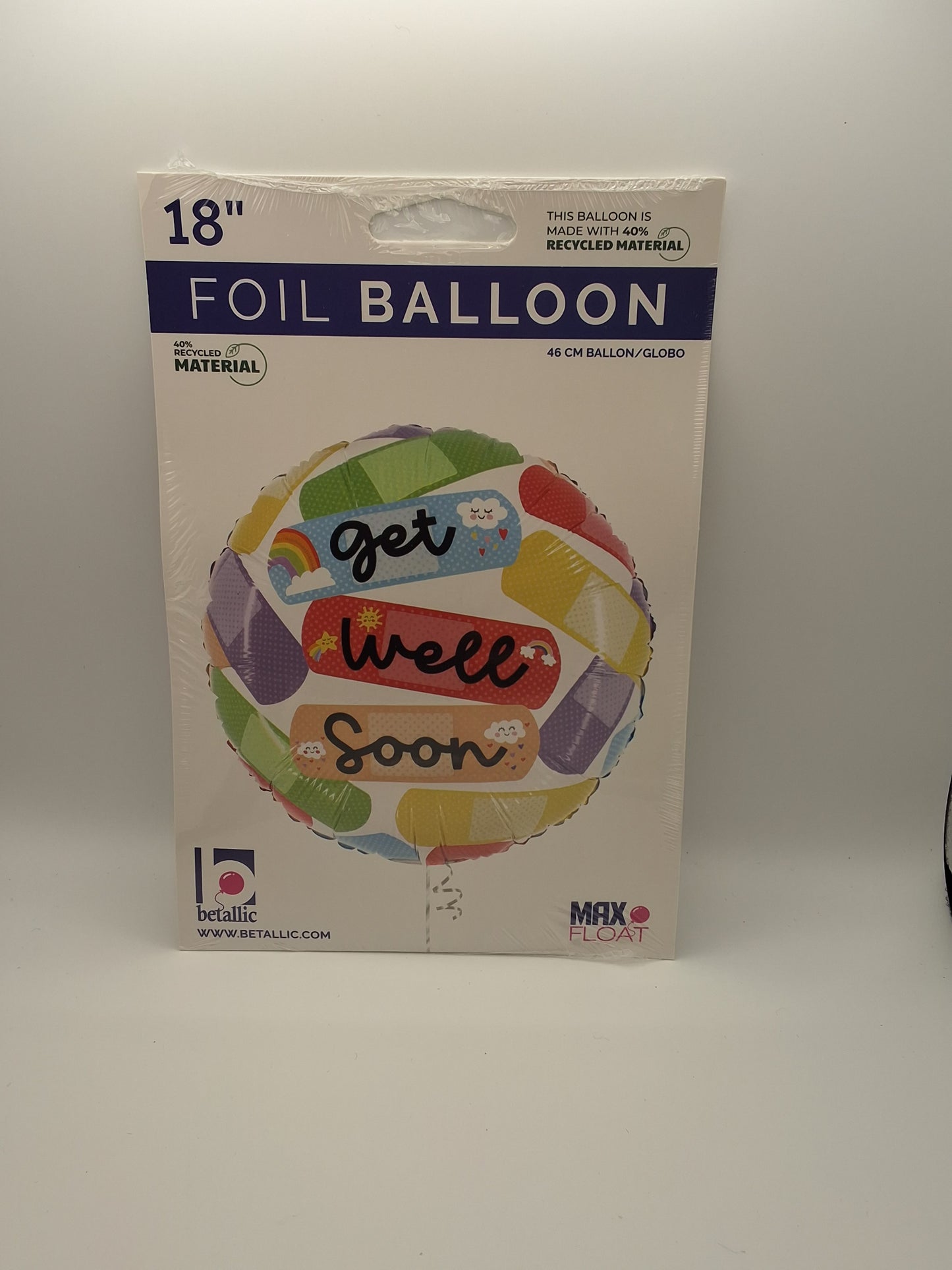 18" Cheerful Get Well Band Aid Mylar Balloon