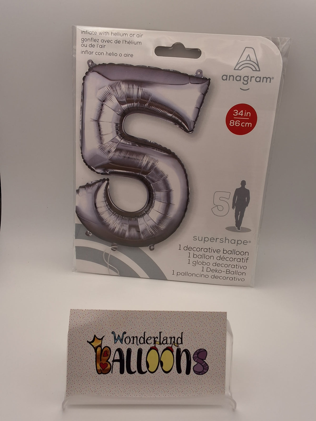 34" Anagram Silver #5 Mylar Balloon
