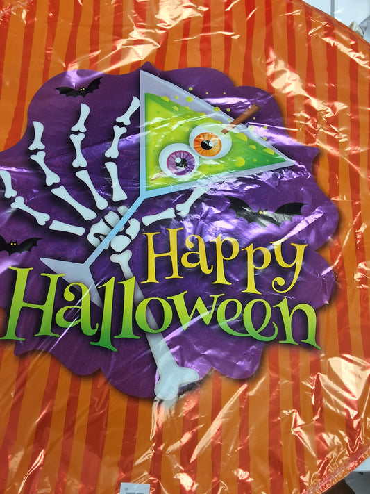 18" Happy Halloween w/martini Mylar Balloon