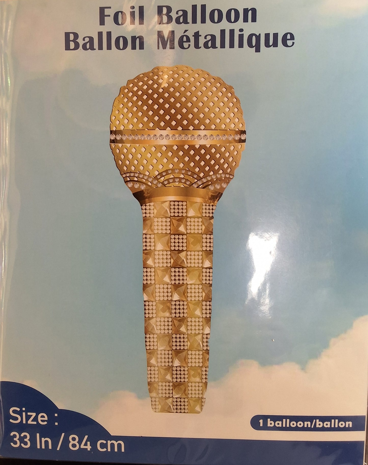 33in Golden Microphone Mylar Balloon