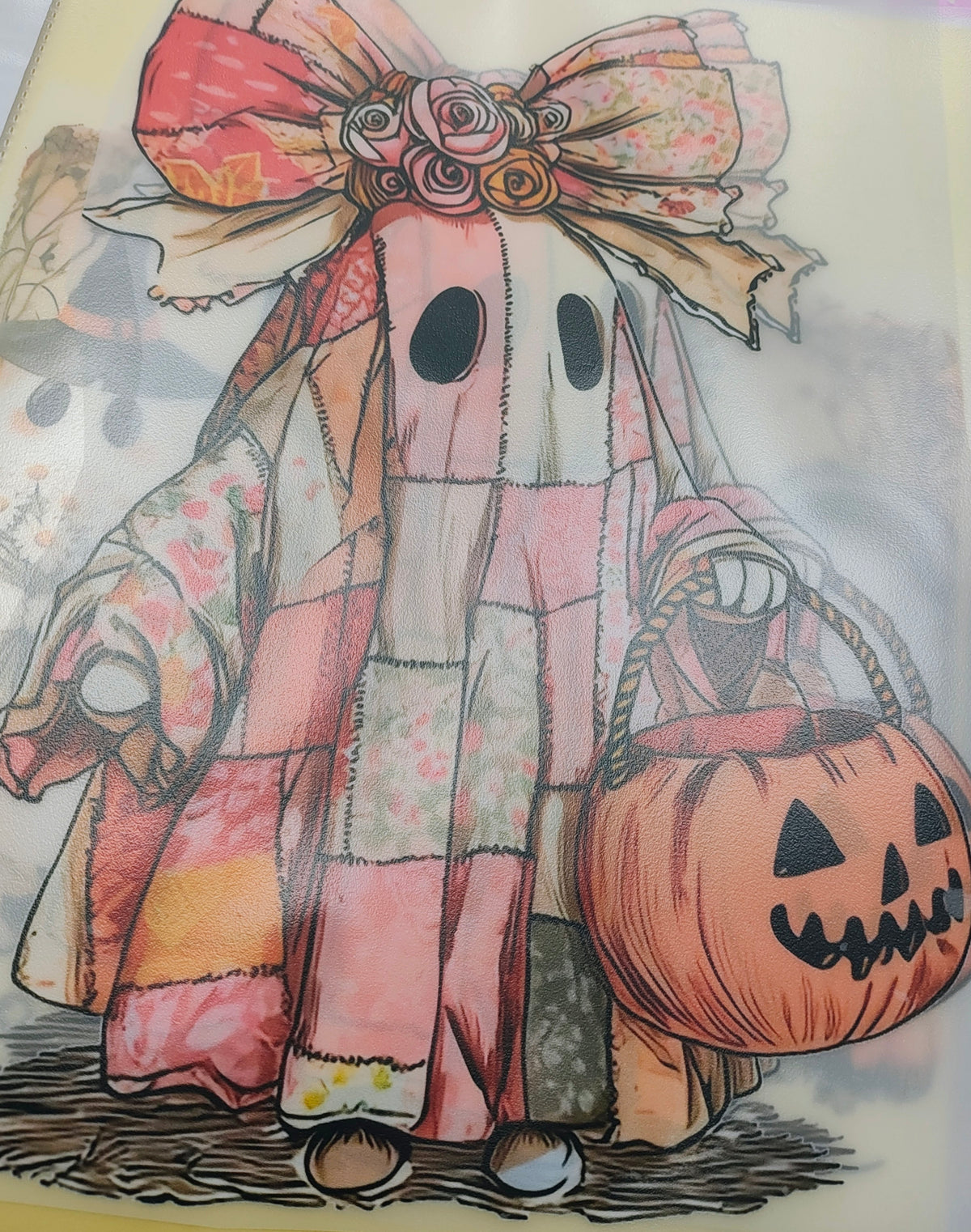 Pink Patched Ghost w/Pumpkin Pail