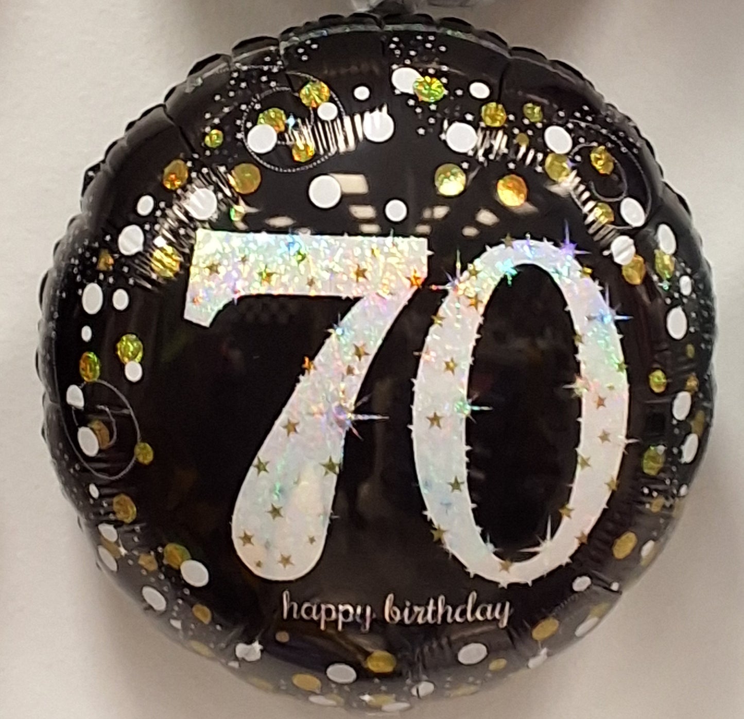 18in Happy Birthday Black,Gold and White #70 Mylar Balloon