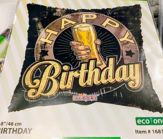18in Pillow Happy birthday Beer Mylar Balloon