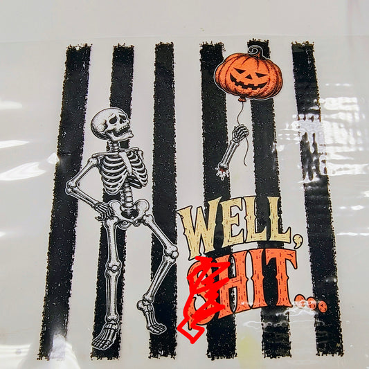Well, S**t! Skeleton w/ Pumpkin Balloon Transfer