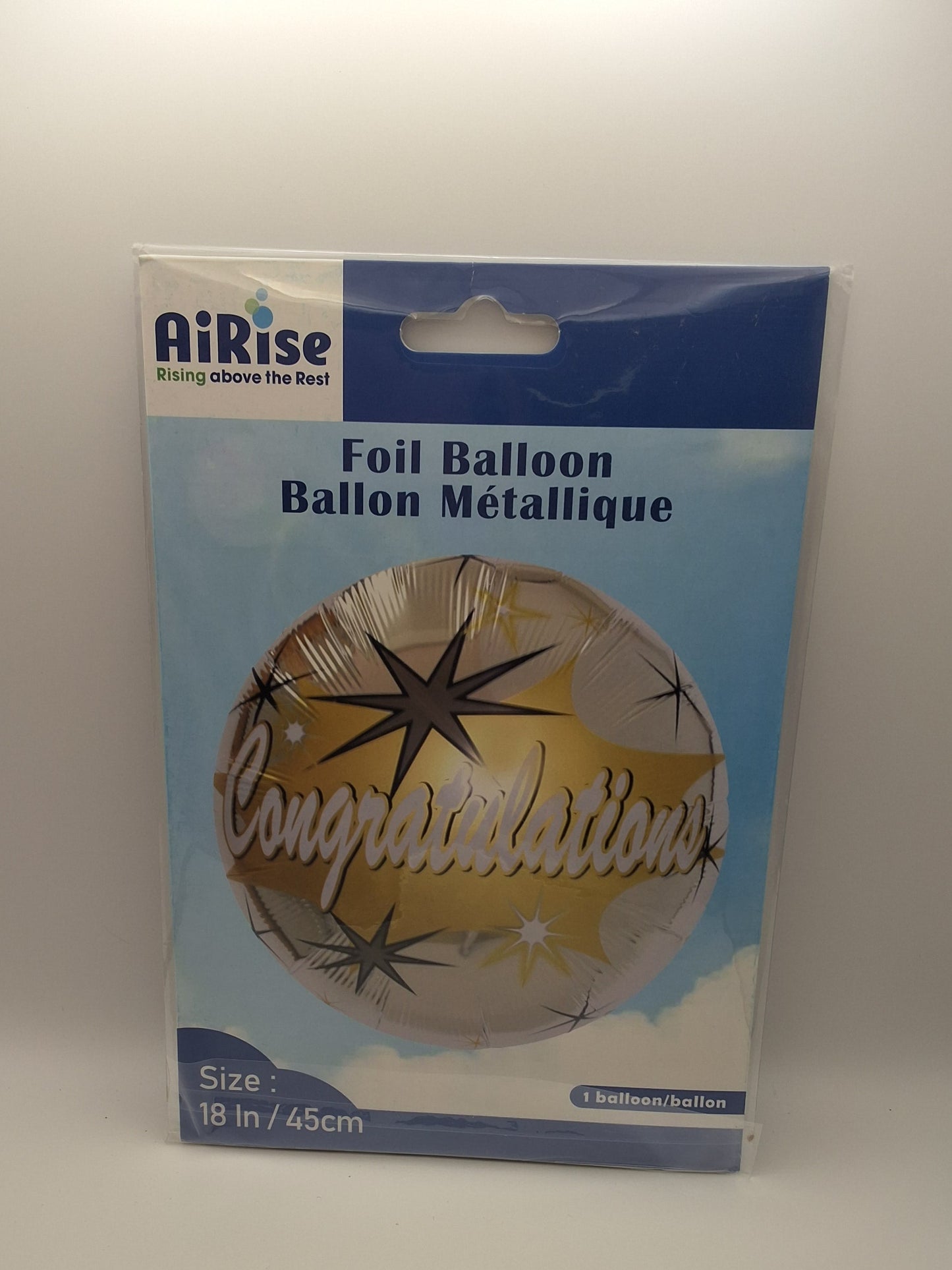 18" Black, White Gold Congratulations Mylar Balloon