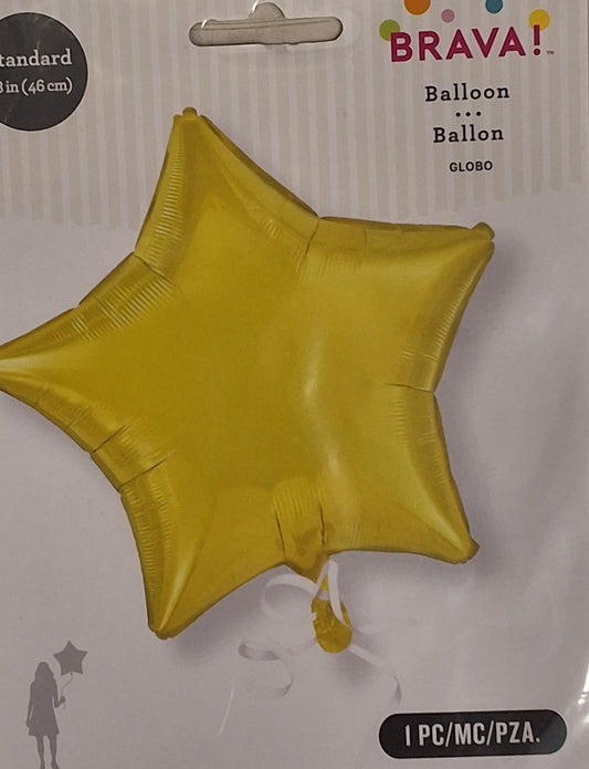 18in Yellow Star Mylar Balloon