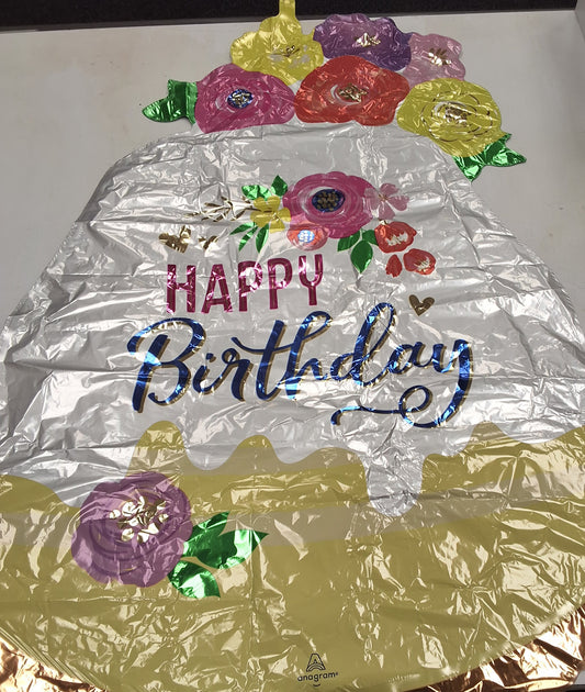 SuperShaper Flower Pot Birthday Mylar Balloon