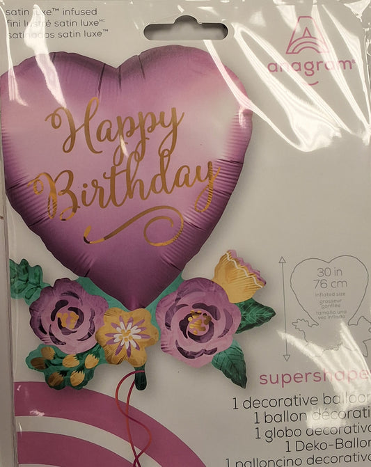 SuperShaper Birthday Satin Heart w/Flowers