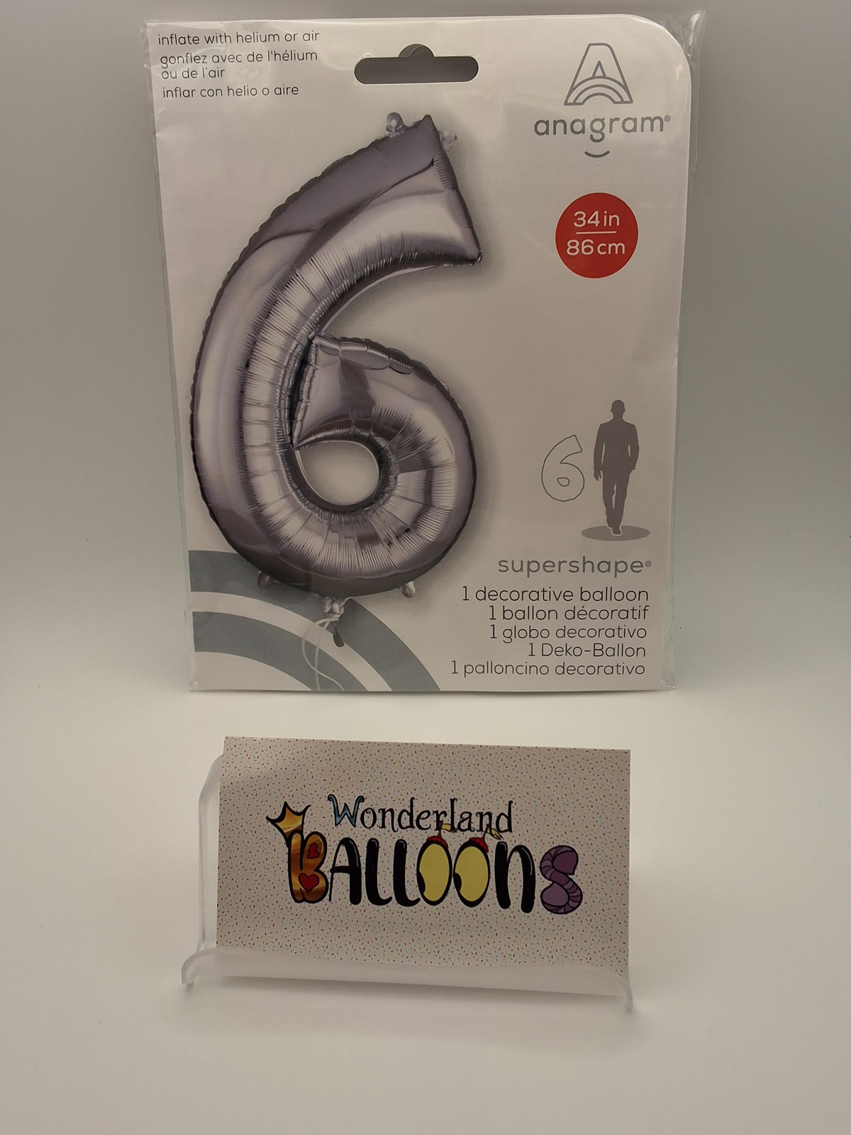 34" Anagram Silver #6 Mylar Balloon