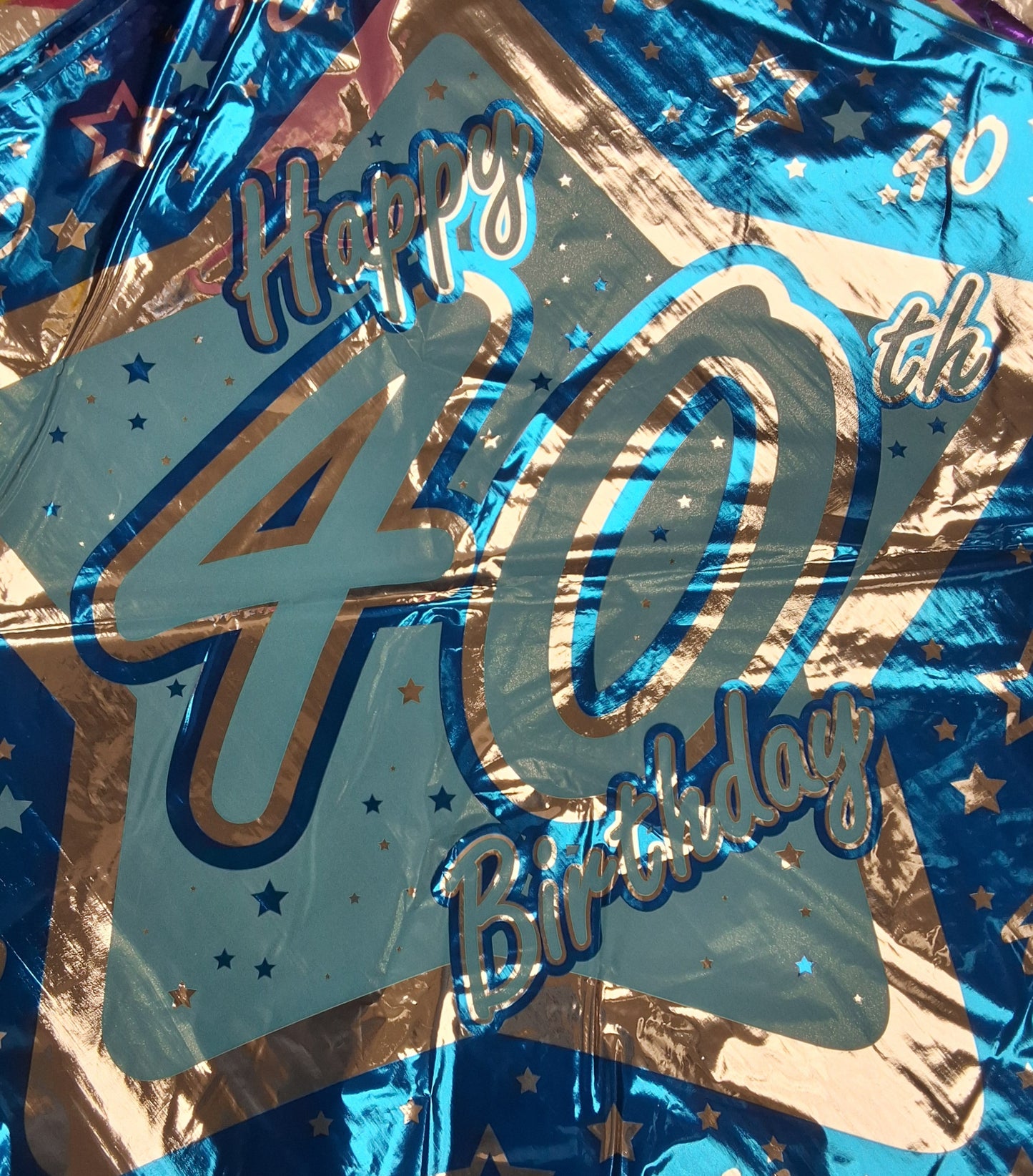 18" Happy 40th Blue Star Mylar Balloon