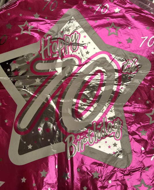 18" Pink Star 70th Birthday Mylar Balloon