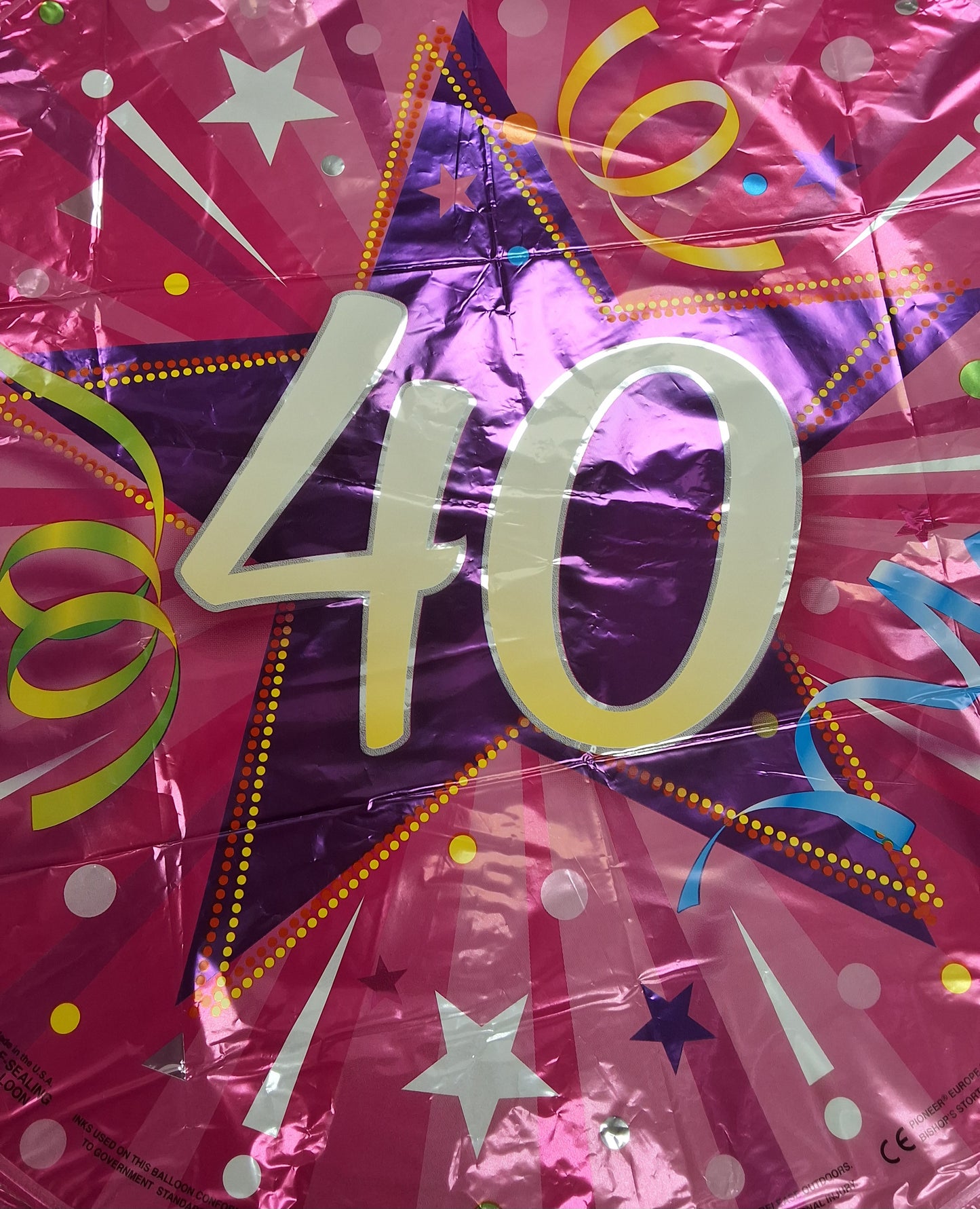 18in Streamer 40th Circle Mylar Balloon