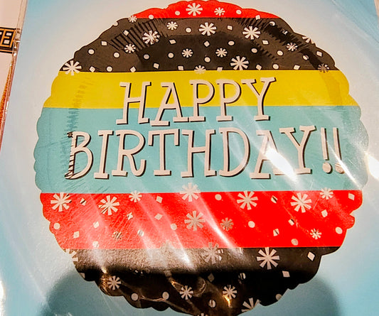 18in Happy Birthday Red,Lime,Black Mylar Balloon