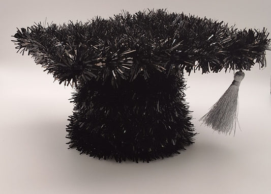 Small Black Tinsel Grad Hat