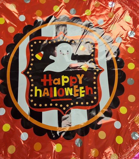 18" Happy Halloween Ghost & Candy Corn Mylar Balloon