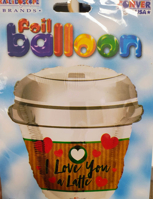 18" I Love You a Latte Mylar balloon