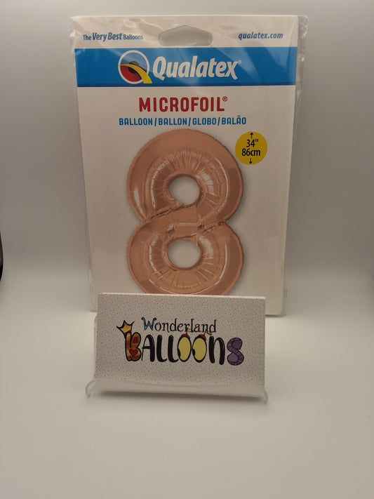 Qualatex 34" Rose Gold #8 Mylar Balloon