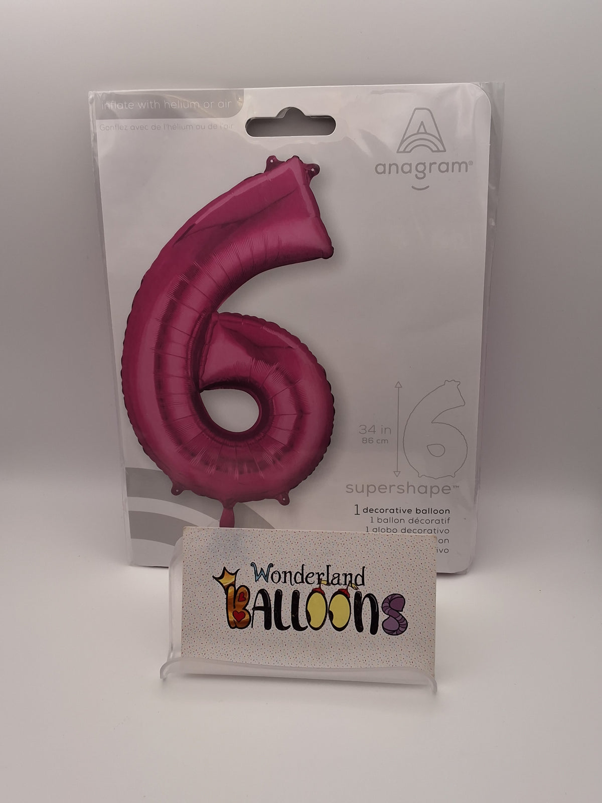 Anagram 34in Bright Pink #6 Mylar Balloon