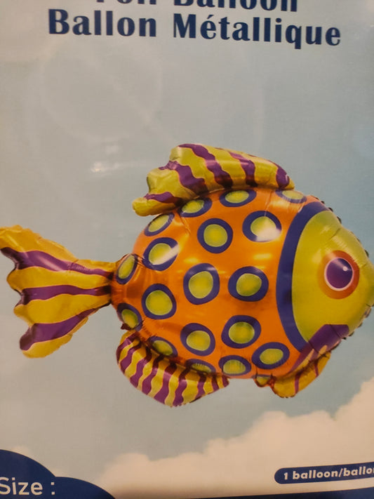 27in Orange & Green Fish Mylar Balloon