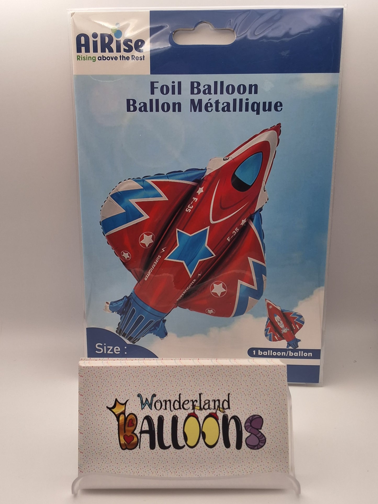 35" Red and Blue Fighter Jet Mylar Balloon
