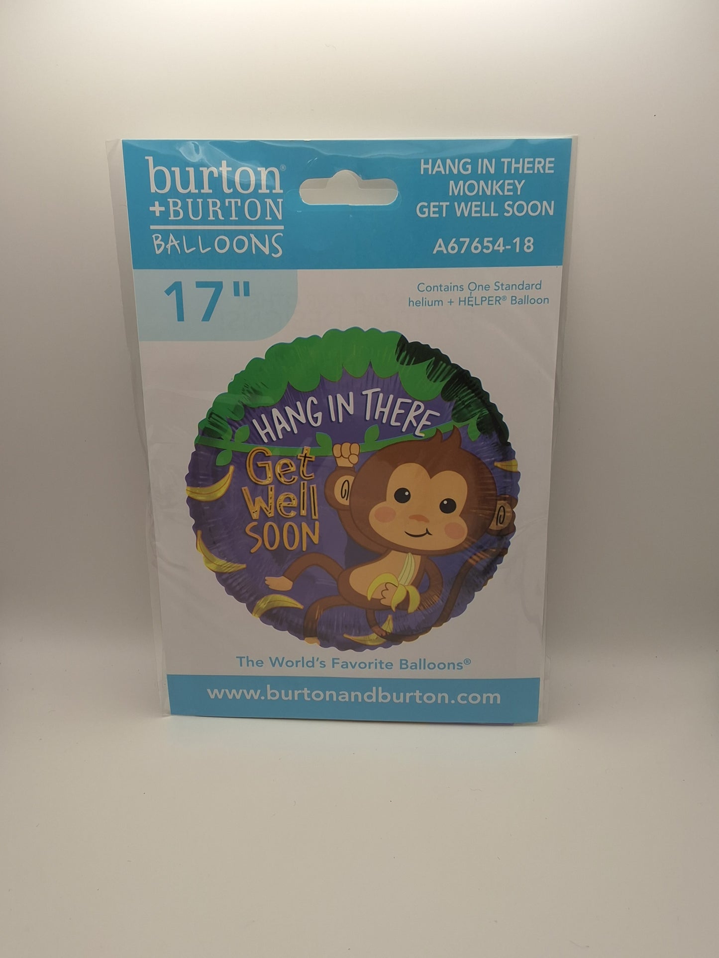 17in Monkey Get Well Mylar Balloon