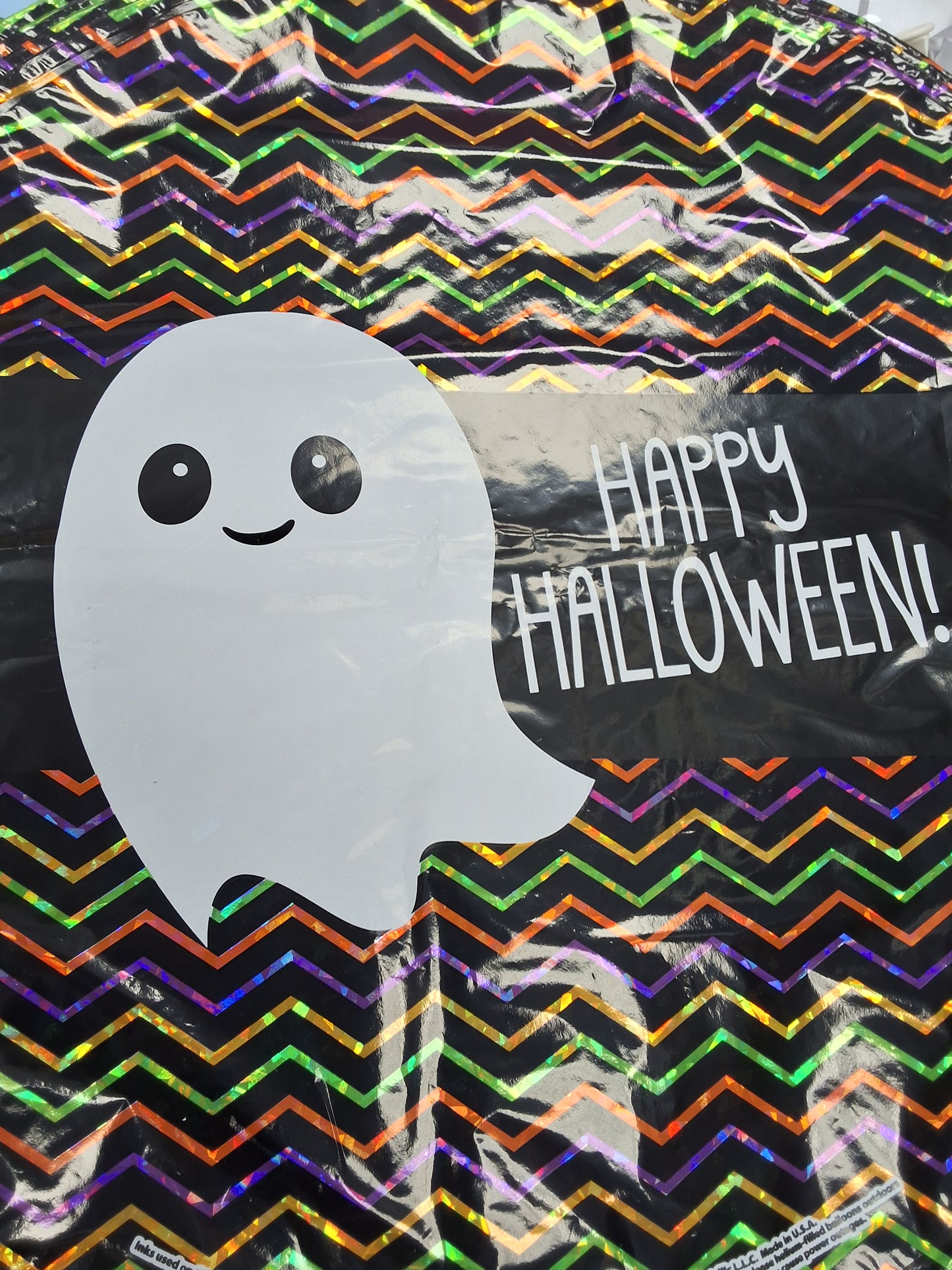 19" Ghost Happy Halloween Neon Colors Mylar Balloon