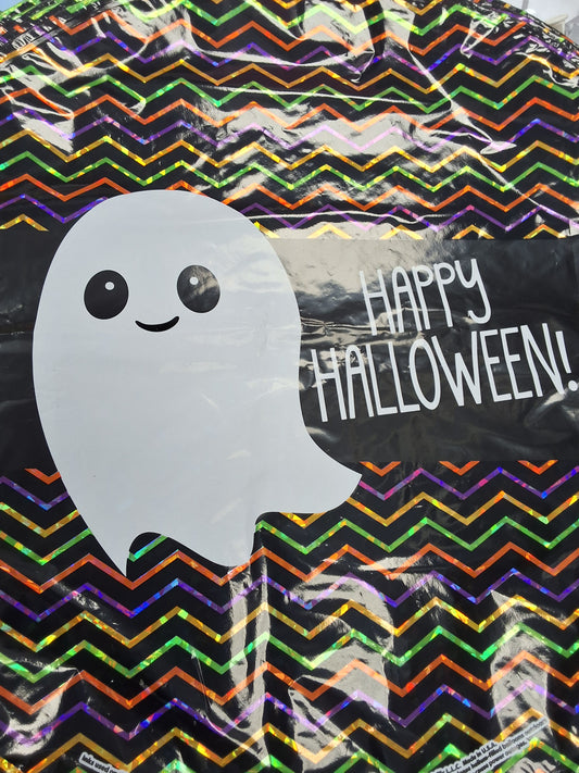 19" Ghost Happy Halloween Neon Colors Mylar Balloon