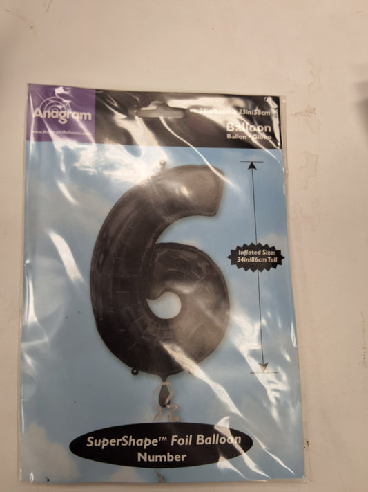 Anagram Black #6 Mylar Balloon