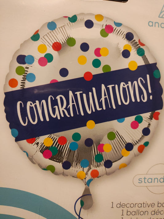 18in Polka Dot Congratulations Mylar Balloon