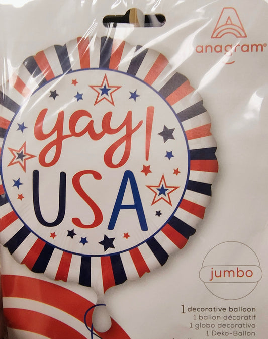 Patriotic Yay USA SuperShaper Mylar Balloon